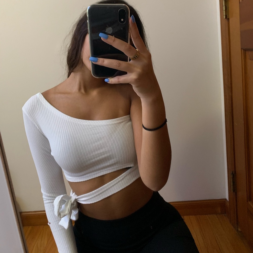One shoulder wrap top
